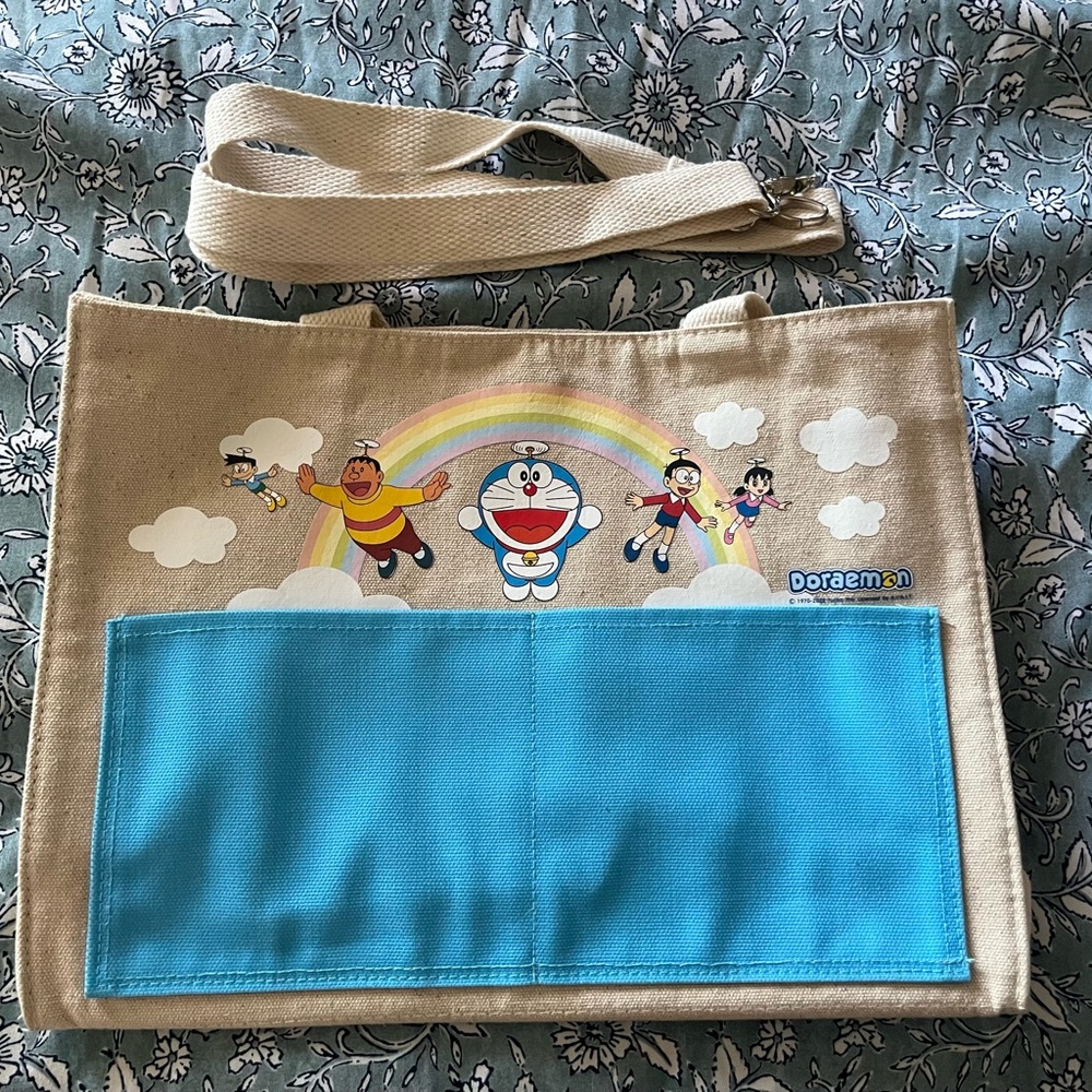 Doraemon Tote Bag with Blue front Pocket
